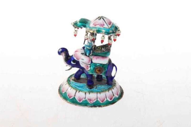 Eastern enamel model of an elephant and howdah