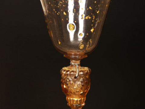 A CONTINENTAL CORDIAL GLASS, late 18th Century, with cotton twist stem...