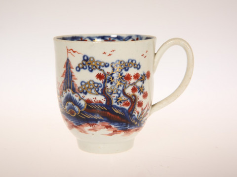 A LIVERPOOL JAMES PENNINGTON COFFEE CUP, CIRCA 1780, decorated in the...
