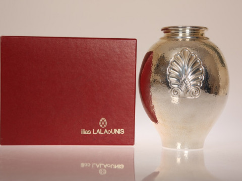 A GREEK STERLING SILVER VASE BY ILIAS LALAOUNIS (1920-2013), of baluster...