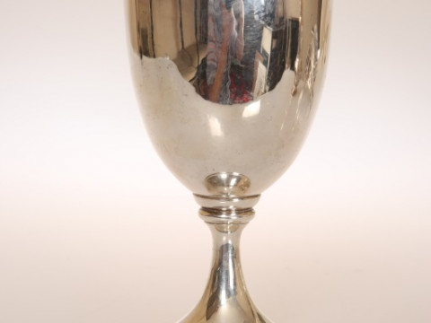 A VICTORIAN SILVER GOBLET, LONDON 1891, the plain bowl on a tapering stem...