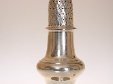 A VICTORIAN SILVER SUGAR CASTER, Thomas Bradbury & Sons, London 1887,...