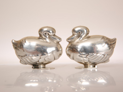 TIFFANY & CO., A SILVER NOVELTY DUCK SALT AND PEPPER, stamped marks 'Tiffany...