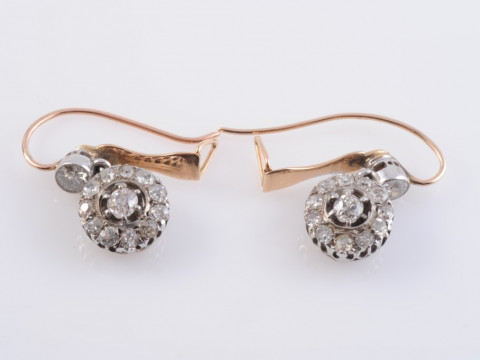 A PAIR OF DIAMOND EARRINGS, circa 1880, the circular mount set to the...