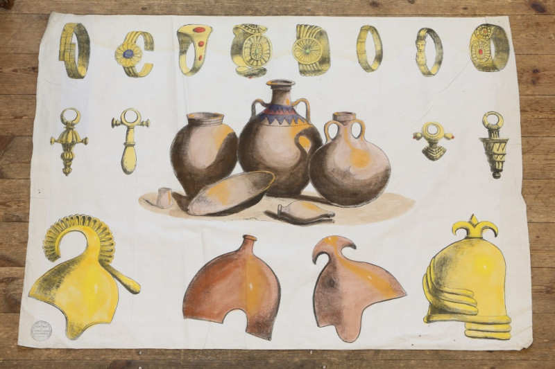 A COLLECTION OF TWENTY-EIGHT 19th CENTURY EDUCATIONAL BANNERS PRINTED FOR THE WORKING MEN'S EDUCATIONAL UNION, all relating to Ancient Egypt, printed in colours on cotton calico, most bearing stamp 'Published by Working Men's Educational Union 43 Skinner 