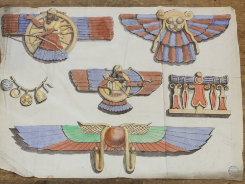 A COLLECTION OF TWENTY-EIGHT 19th CENTURY EDUCATIONAL BANNERS PRINTED FOR THE WORKING MEN'S EDUCATIONAL UNION, all relating to Ancient Egypt, printed in colours on cotton calico, most bearing stamp 'Published by Working Men's Educational Union 43 Skinner  thumbnail