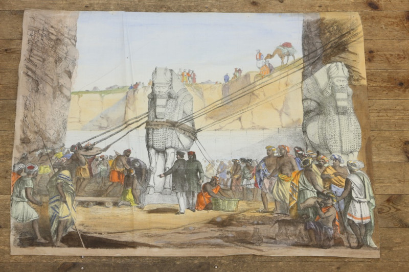 A COLLECTION OF TWENTY-EIGHT 19th CENTURY EDUCATIONAL BANNERS PRINTED FOR THE WORKING MEN'S EDUCATIONAL UNION, all relating to Ancient Egypt, printed in colours on cotton calico, most bearing stamp 'Published by Working Men's Educational Union 43 Skinner 