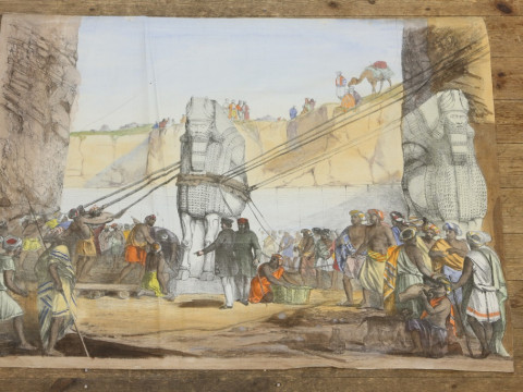 A COLLECTION OF TWENTY-EIGHT 19th CENTURY EDUCATIONAL BANNERS PRINTED FOR THE WORKING MEN'S EDUCATIONAL UNION, all relating to Ancient Egypt, printed in colours on cotton calico, most bearing stamp 'Published by Working Men's Educational Union 43 Skinner  thumbnail
