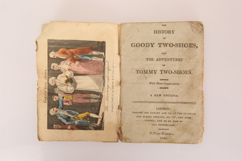 THE HISTORY OF GOODY TWO-SHOES AND THE ADVENTURES OF TOMMY TWO-SHOES, printed by Squire, Furnival's Inn-Court Holborn for Tabart and Co. at the Juvenile and School Library, no. 157 New Bond Street...1806, including three engraved copper plates, paper cove