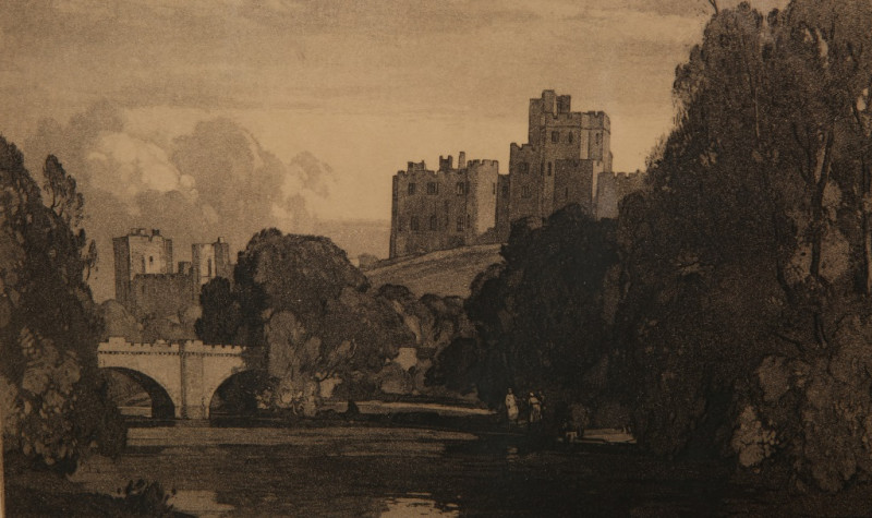 LEONARD RUSSELL SQUIRRELL (1893-1979), WYMONDHAM ABBEY; ALNWICK CASTLE; THE HIGH MILL, NEEDHAM MARKET; THREE ETCHINGS, each signed in pencil in the margin, framed. Largest 24.5cm by 36.5cm