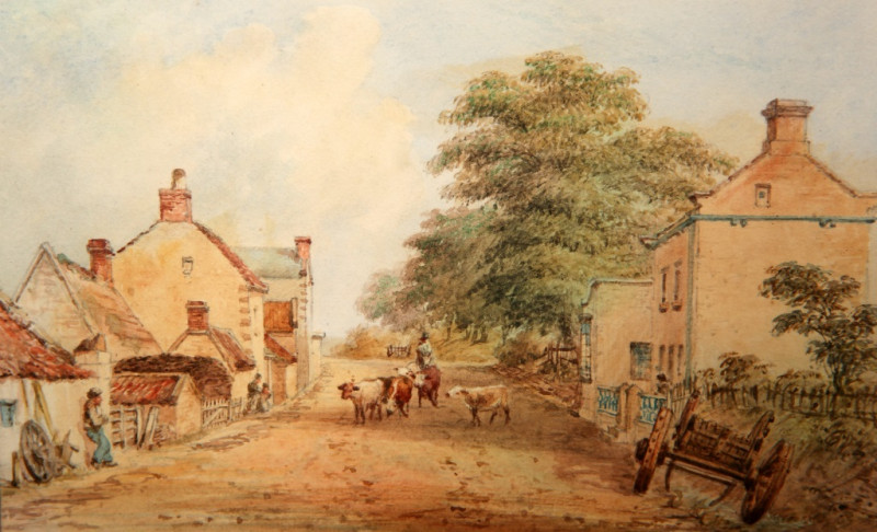 GEORGE WEATHERILL (1810-1890), HAWSKER, signed and titled, watercolour, framed. 8cm by 12.5cm