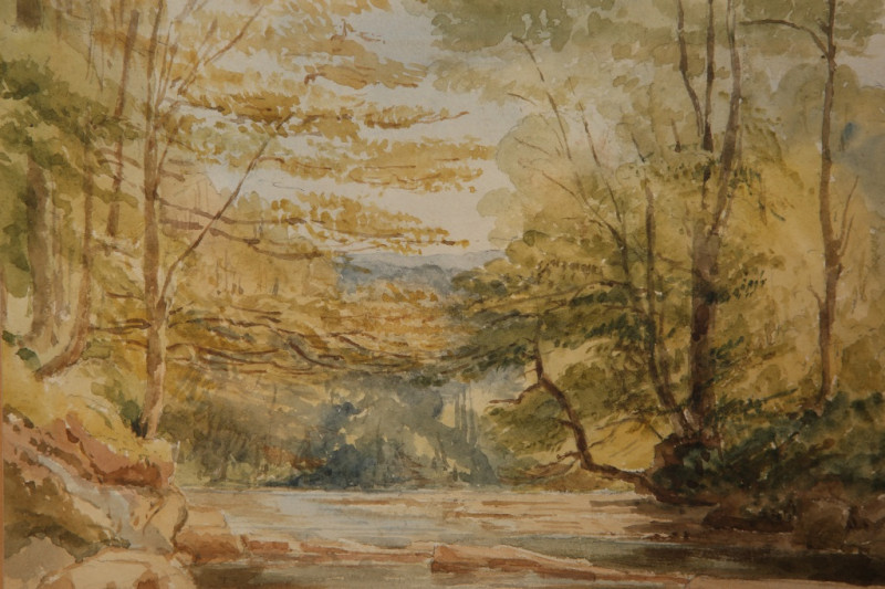 ATTRIBUTED TO EDWARD LLOYD PEASE, SUMMER STREAM, unsigned, watercolour, framed. 17cm by 23.5cm