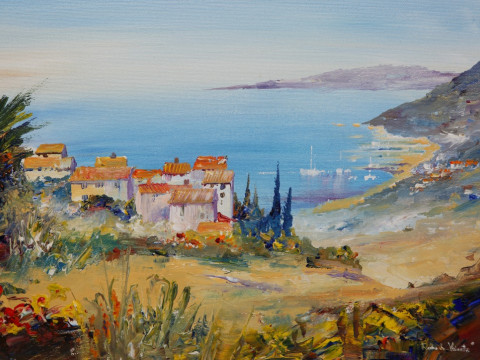 ROBERTO LUIGI VALENTE (ITALIAN, BORN 1926), CAPRI AND SICILIAN BAY, A...