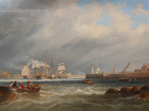 JOHN WILSON CARMICHAEL (1800-1868), SHIPPING OFF SUNDERLAND HARBOUR, signed...