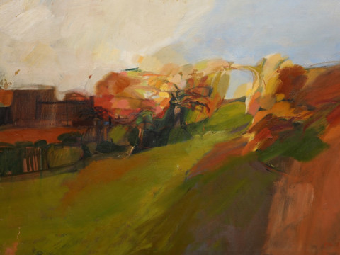 DAVID GEORGE FAWCETT (1935-1973), CASTLE AMONGST TREES, oil on canvas,...