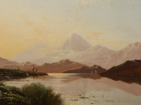 CHARLES LESLIE (1839-1886), SNOWDON FROM CAPEL CURIG, NORTH WALES, inscribed...