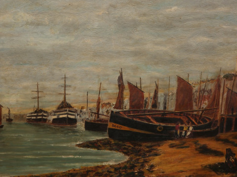 BERNARD BENEDICT HEMY (CIRCA 1855-1913), BERWICK ON TWEED HARBOUR, signed...