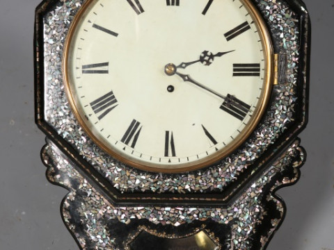 A VICTORIAN MOTHER-OF-PEARL INLAID PAPIER-MACHE DROP-DIAL SINGLE FUSEE...