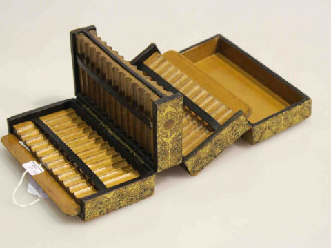 Leather bound three section cigarette dispenser/box
