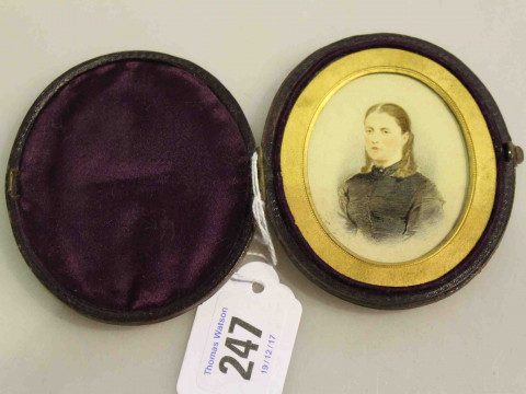 Portrait miniature of a lady in oval case