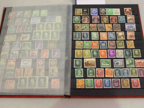 Album of WWII Nazi Third Reich stamps including rare assault/defence regimental...