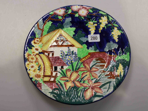 Maling Watermill pattern plaque, 28.5cm