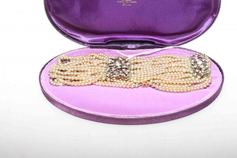Continental silver gilt and faux pearl choker necklace