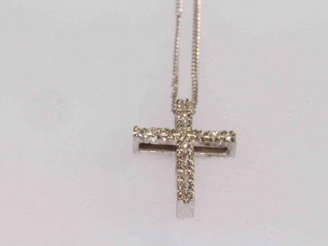 9 carat gold and diamond cross pendant on chain