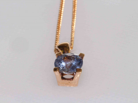 18 carat rose gold and round lilac sapphire pendant, sapphire approximately...