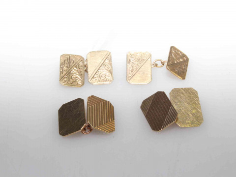 Two pairs of nine carat gold cufflinks, 11.5grams