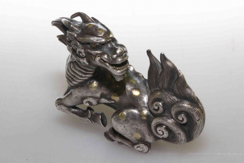 Japanese white metal shi-shi, a/f
