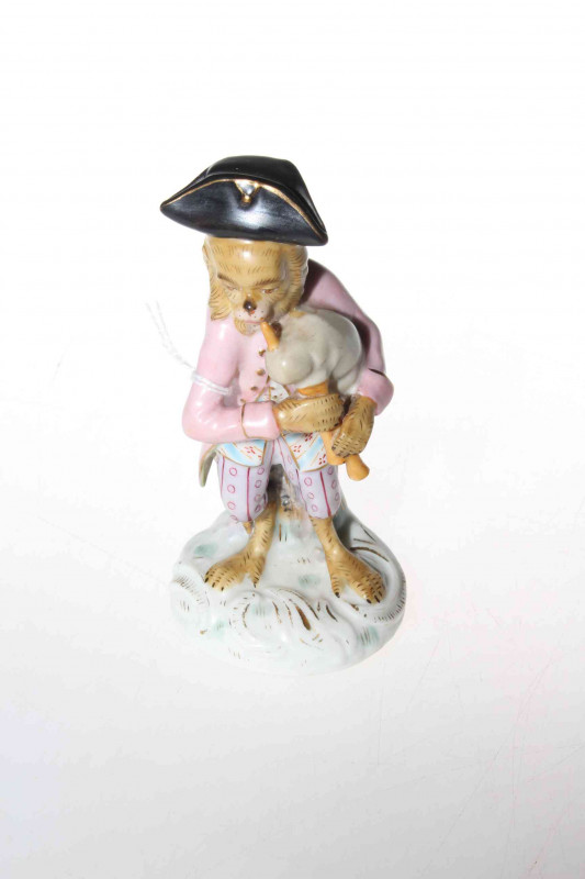German porcelain monkey band figure, with underglaze blue mark