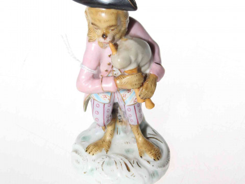 German porcelain monkey band figure, with underglaze blue mark
