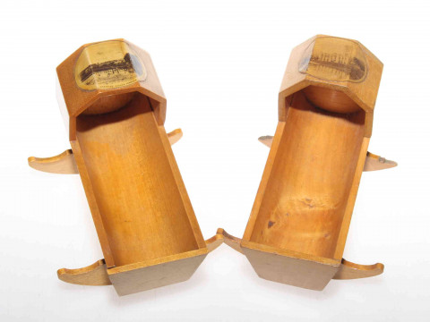 Mauchline Ware: two cradles, Fountains Abbey and Stepping Stones Morpeth...