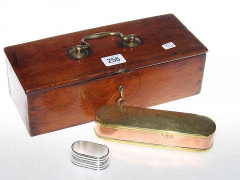 Late 18th Century yew wood box with swan-neck handle, an 18th Century...