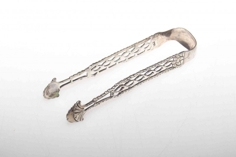 Pair of Georgian silver openwork sugar tongs