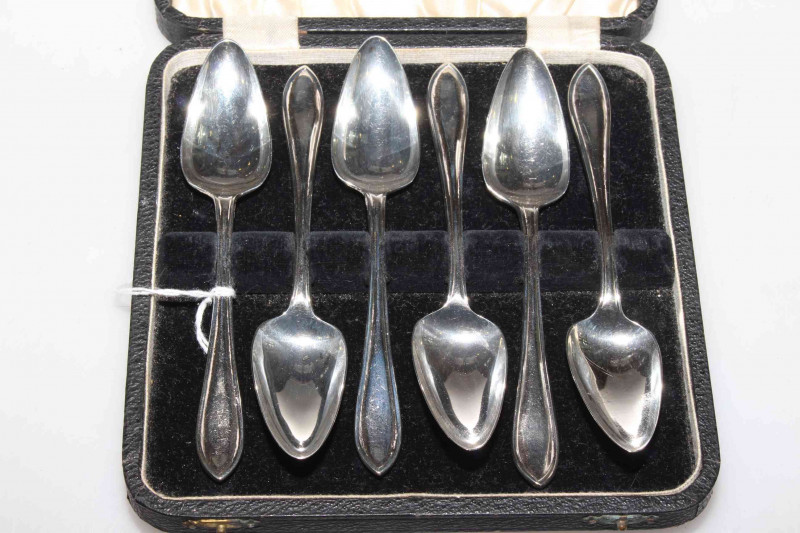 Set of six silver grapefruit spoons, Emil Viner, Sheffield 1932