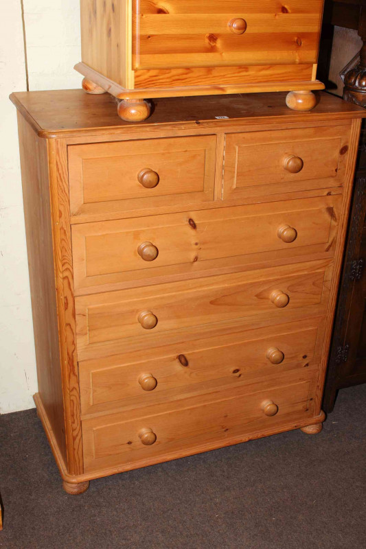 Pine chest of two short above four long drawers