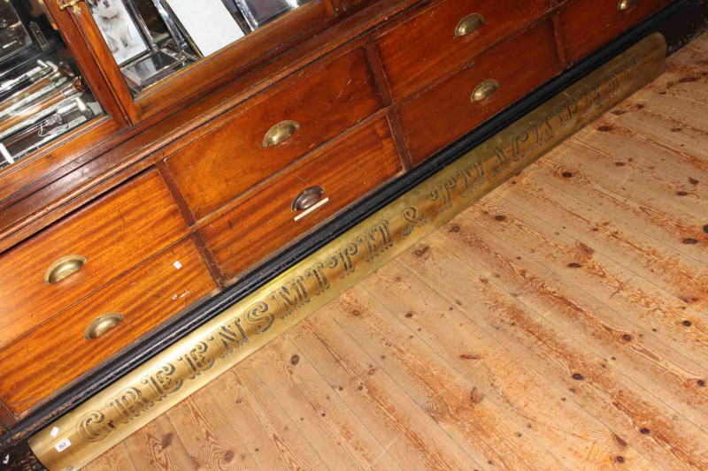 Late 19th or early 20th Century brass shop sign 'Greensmith & Thackwray'