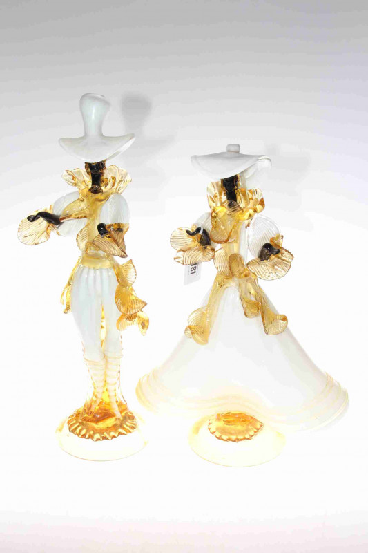 Pair of Italian Murano glass dancing figures