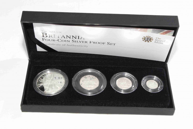 Royal Mint Britannia Collection four-coin silver proof set, 2011