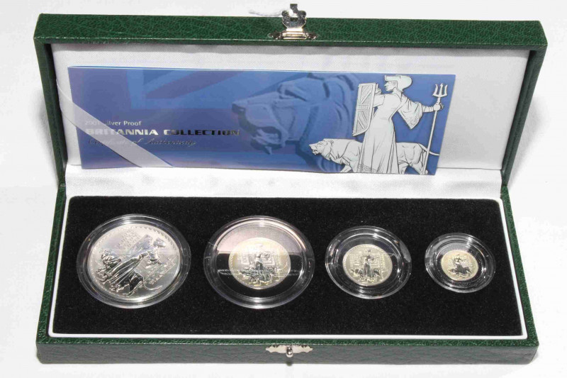 Royal Mint Britannia Collection four-coin silver proof set, 2001