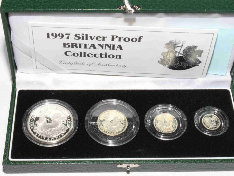 Royal Mint Britannia Collection four-coin silver proof set, 1997