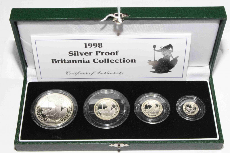 Royal Mint Britannia Collection four-coin silver proof set, 1998