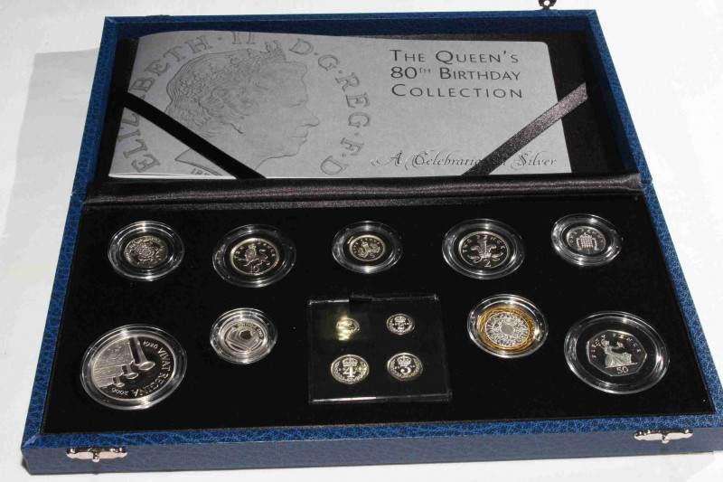 Royal Mint silver 13-coin proof set, The Queen's 80th Birthday Collection