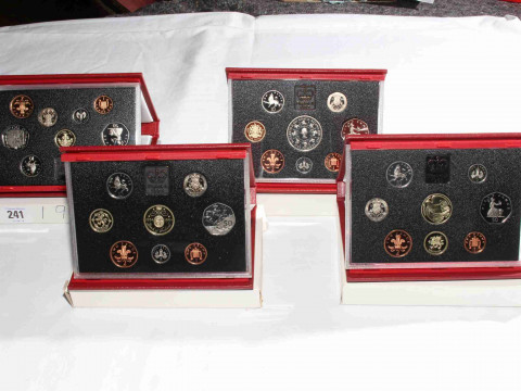 Four Royal Mint Proof coin sets, 1992, 1993, 1994 and 1995