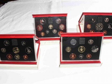 Four Royal Mint Proof coin sets, 1992, 1993, 1994 and 1995