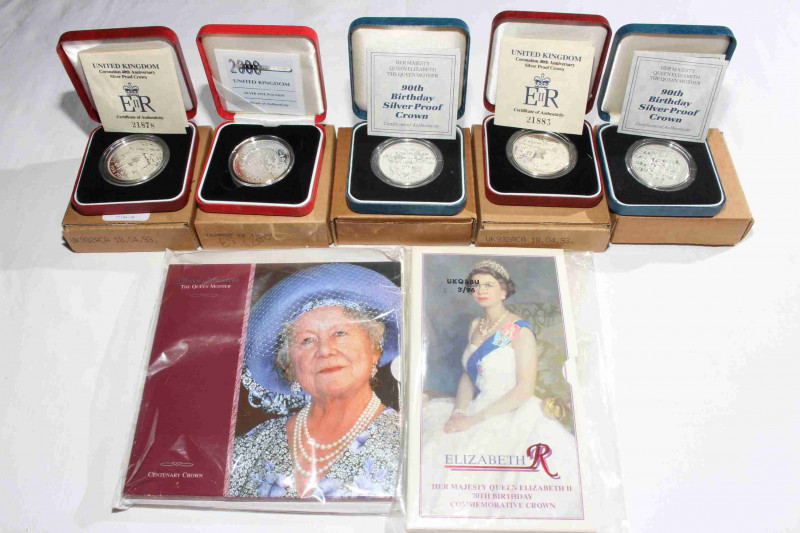 Seven Royal Mint silver Crowns