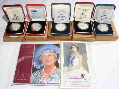 Seven Royal Mint silver Crowns