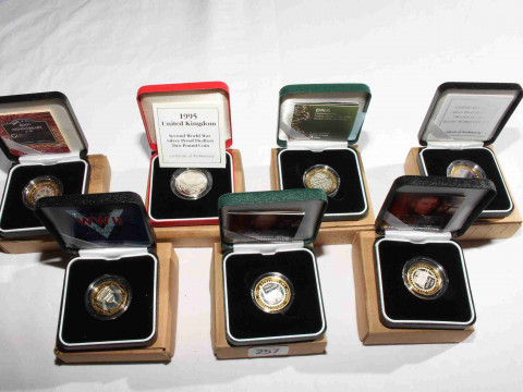 Seven Royal Mint £2 silver proof coins